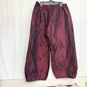 NEW Bryn Walker Medina Wine Floral Memory Crunch Jacquard Lagenlook Pant XXL